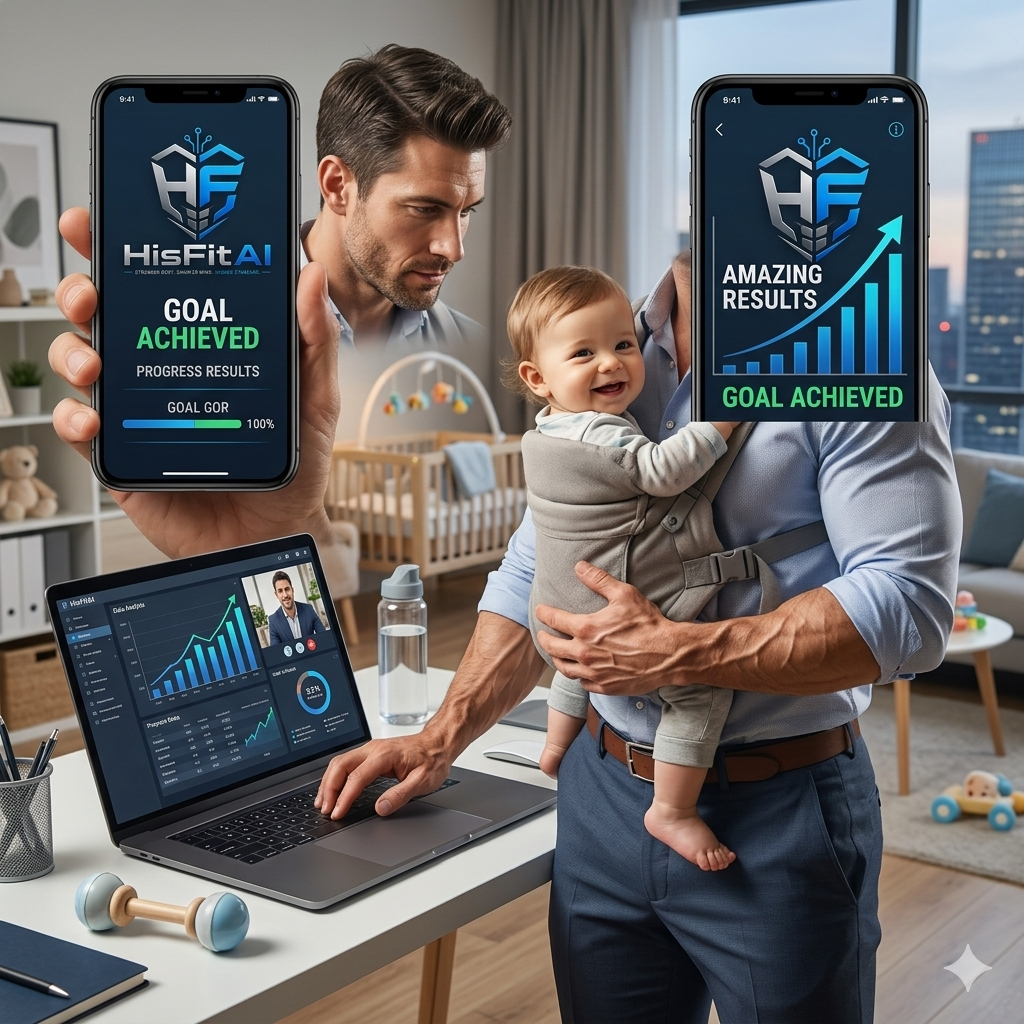 HisFitAI app showing progress tracking and goal achievement